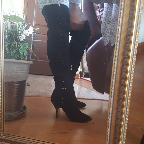 genuine suede thigh high boots